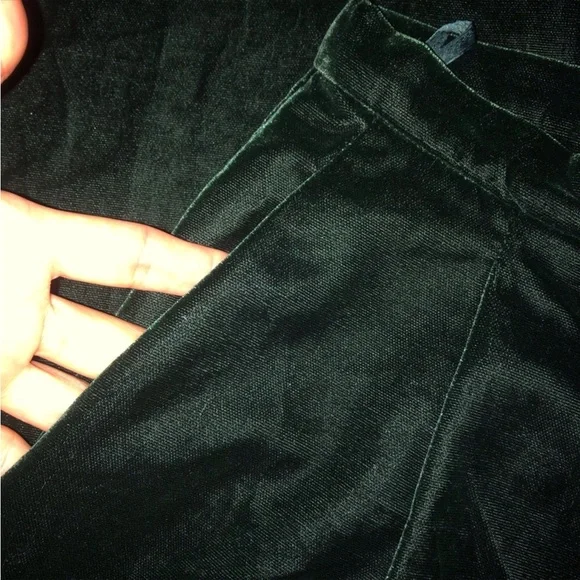 EMPORIO ARMANI] Velvet Blackish Green High waist Wide leg Pants